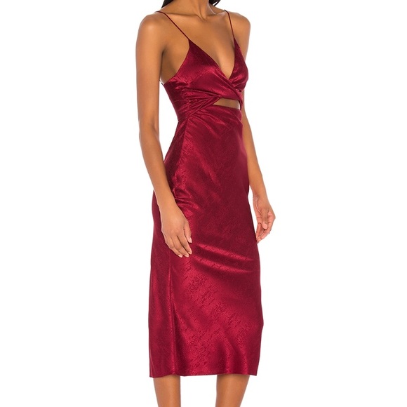 Kat Midi Dress Song of Style in Cranberry Red - Picture 2 of 7